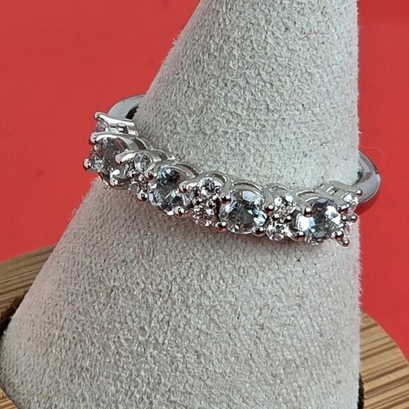 925 Sterling Silver Ring Sz 6.75 with Natural Aquamarine Gemstone. - Picture 7 of 9